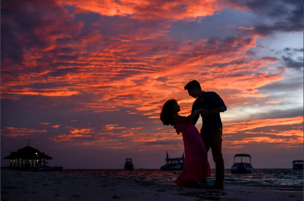 couple enjoying in sunset
